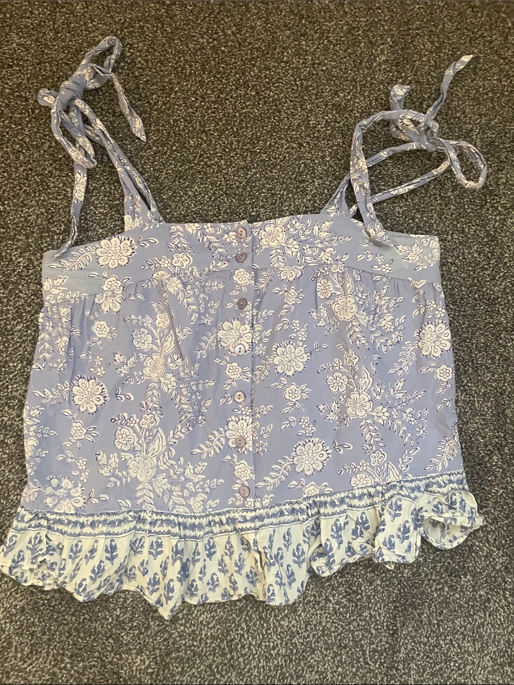 Ophelia & Indigo Floral Tie-Shoulder Camisole Tank Top - Light Blue